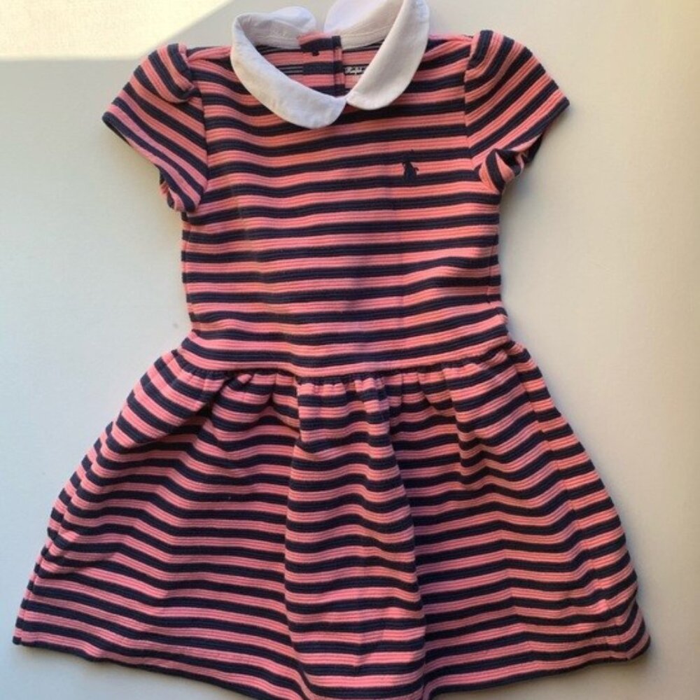 Ralph Lauren Pink Stripe Dress 24 months LIKE NEW condition *SPRING*